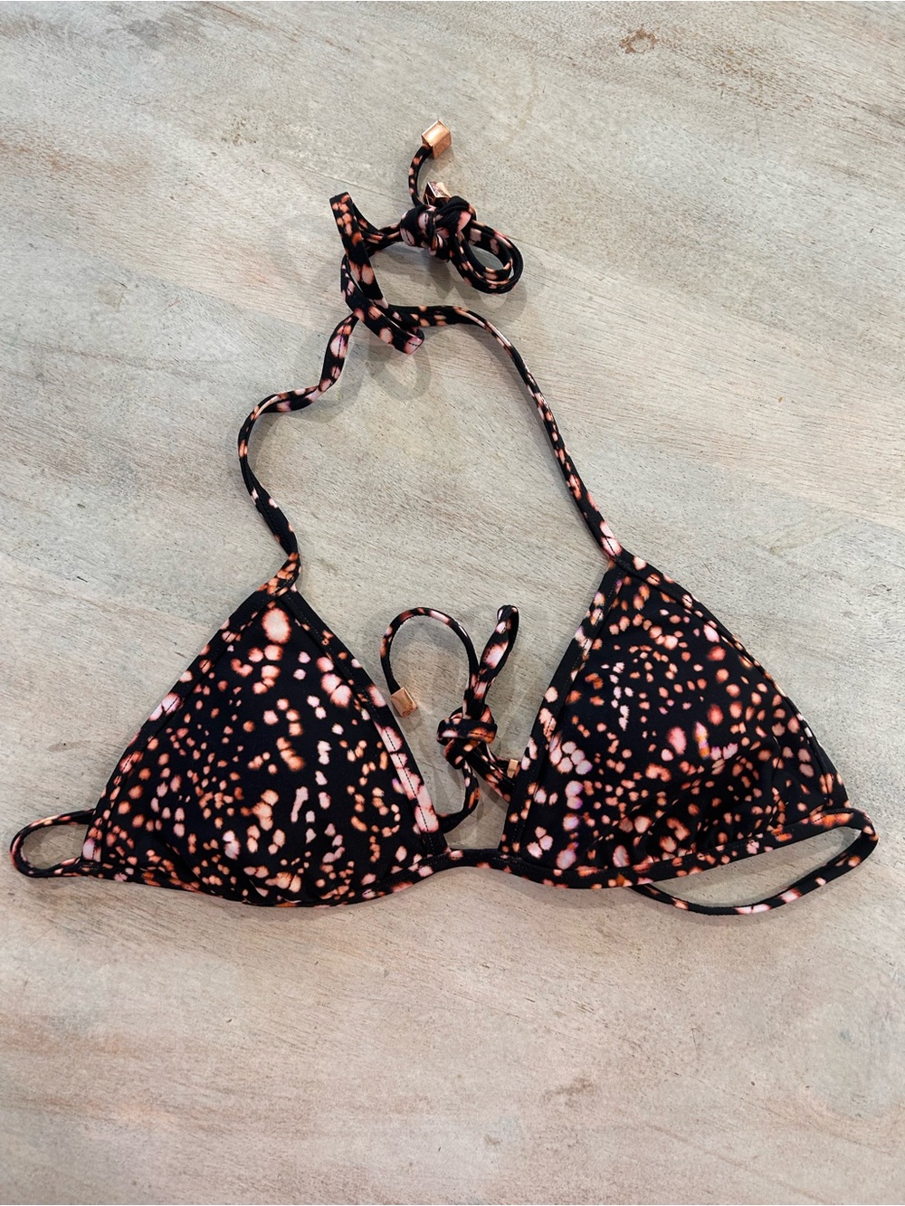 Victoria's Secret Black & Pink Speckled Triangle Bikini Top